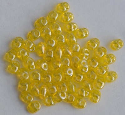 Superduo Yellow Lemon Amber Transparent Shimmer 80020-14400 Czech Beads x 10g